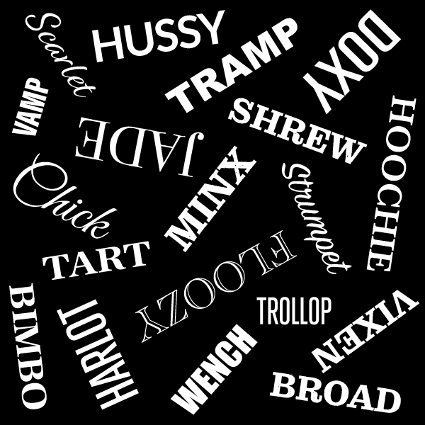 Custom Cut Tramp Text Fabric Black or White